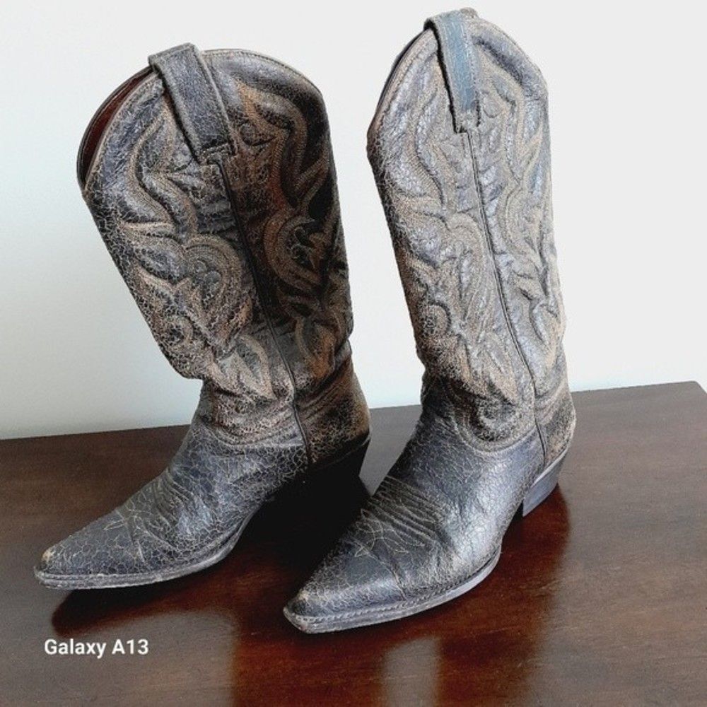 BUFFALO Cowboy Crackling Distressed Design Western Rodeo Boots Women sz:5.5